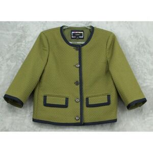 J Crew Blazer Womens 8 Three Quarter Sleeve Office Career Olive Colorblock AJ886